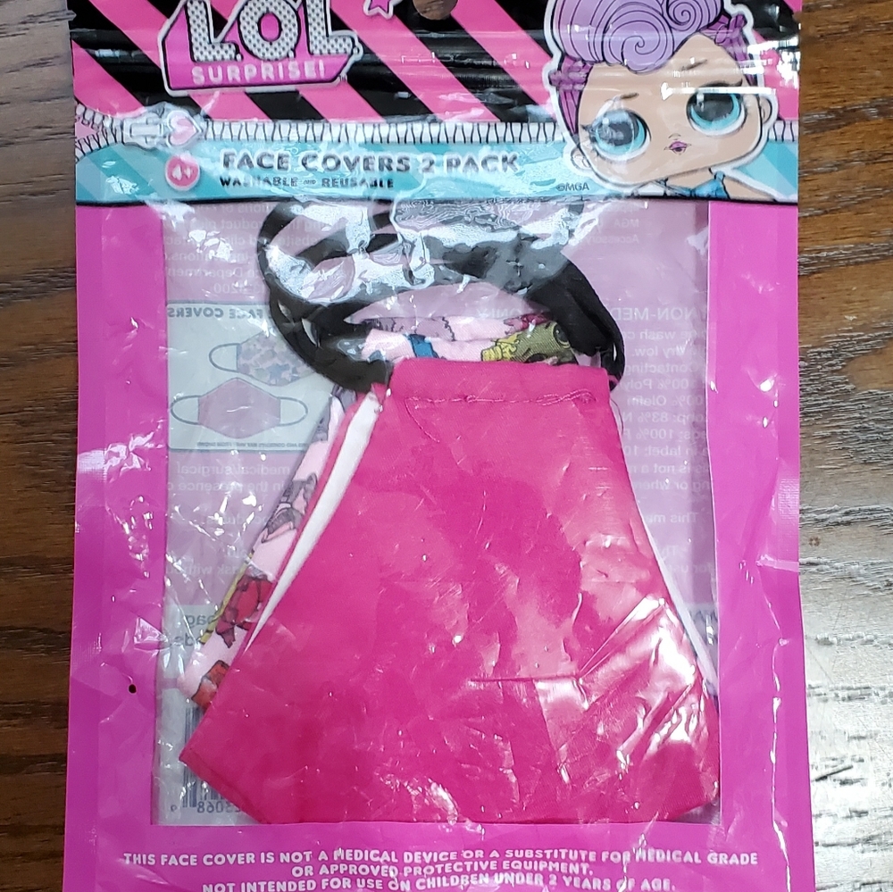 L.O.L. Surprise kids face mask! 2 piece age 4+